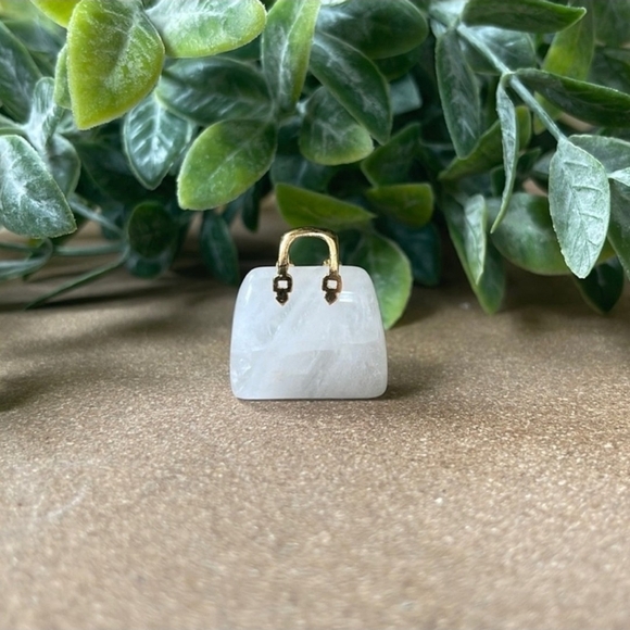 Chic Faux Pearl & Clear Quartz Crystal Bag Keychain with Gold Hardware - Picture 3 of 6